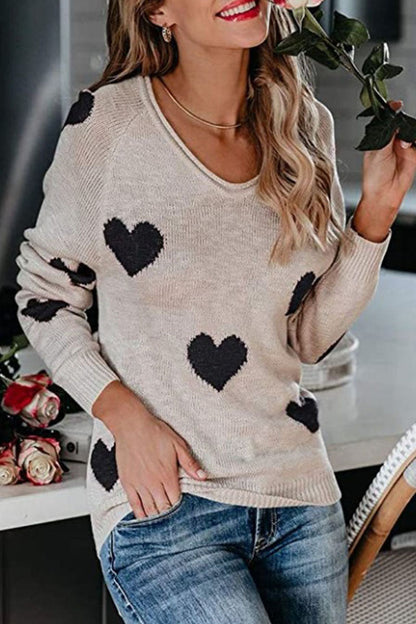 Casual Print Basic V Neck Mid Waist Sweater(5 Colors)