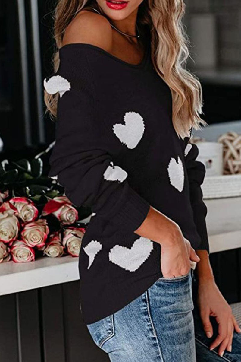 Casual Print Basic V Neck Mid Waist Sweater(5 Colors)