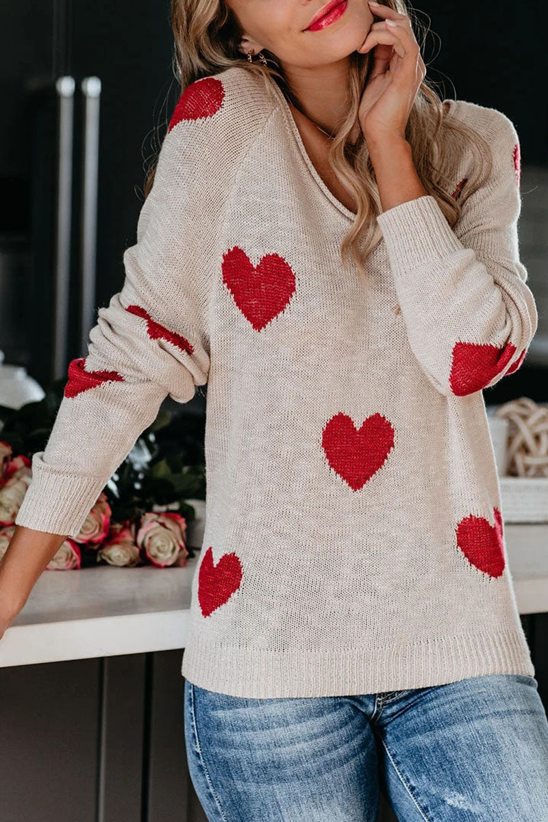 Casual Print Basic V Neck Mid Waist Sweater(5 Colors)