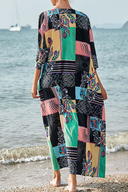 Fashion Vacation Print Split Joint Swimwears Cover Up