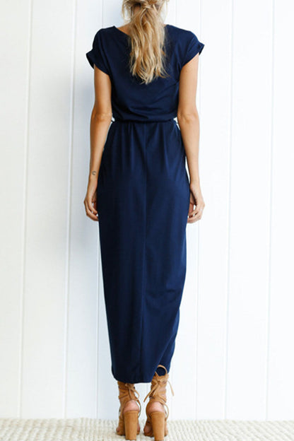 Vestidos casuales irregulares con cuello redondo y frenillo liso (6 colores)