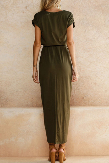 Vestidos casuales irregulares con cuello redondo y frenillo liso (6 colores)