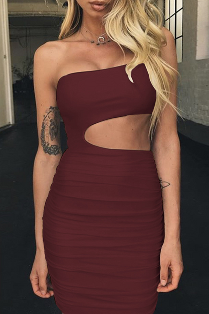 Vestidos sexis de falda cruzada con un hombro descubierto y espalda descubierta (13 colores)