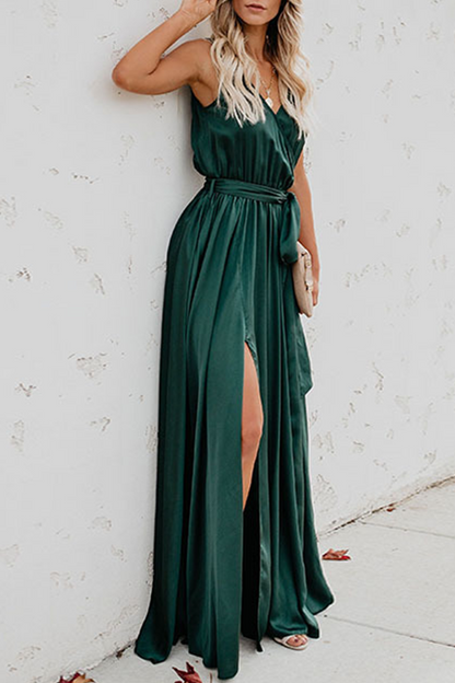 Vestidos casuales bohemios de corte alto con cinturón y escote en V (3 colores)