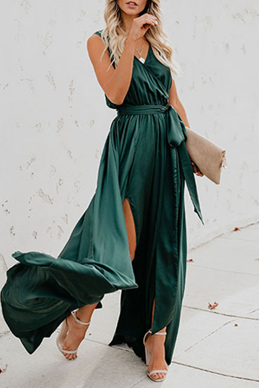 Vestidos casuales bohemios de corte alto con cinturón y escote en V (3 colores)