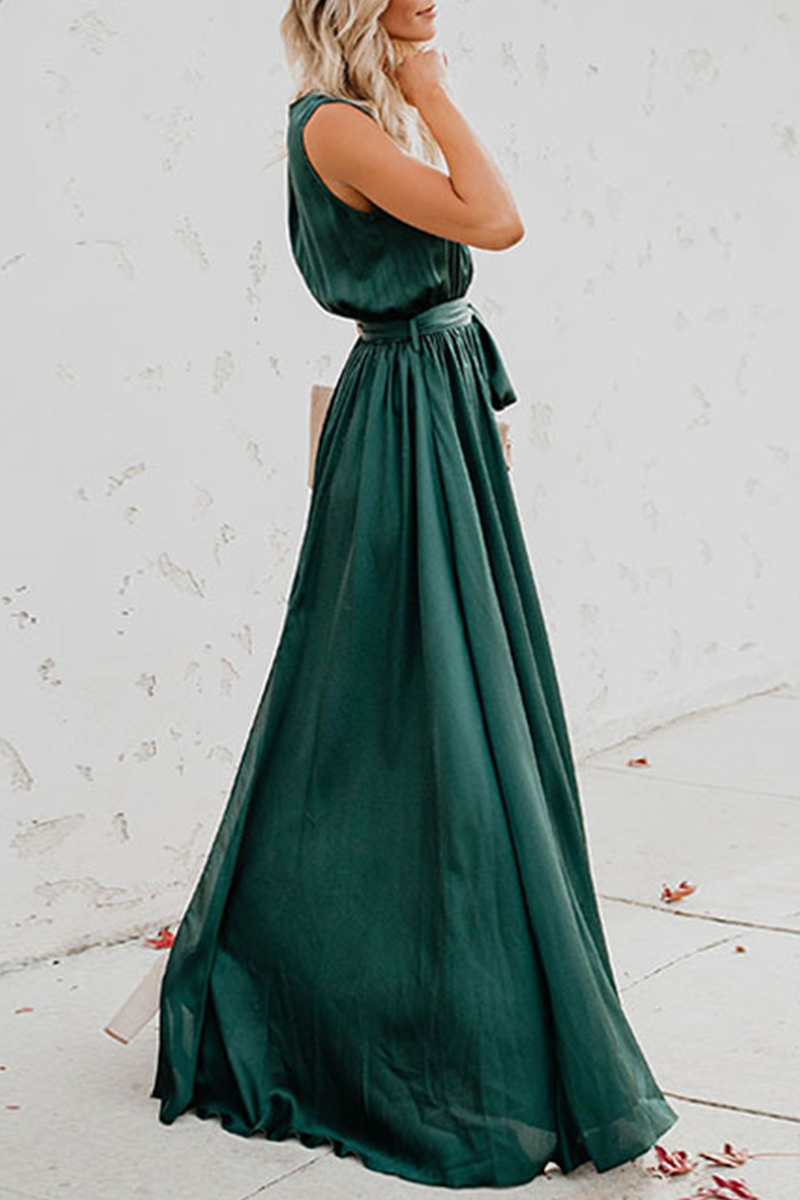 Vestidos casuales bohemios de corte alto con cinturón y escote en V (3 colores)