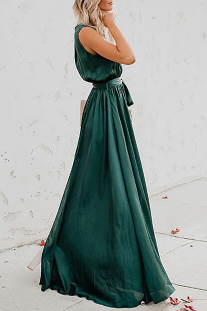 Vestidos casuales bohemios de corte alto con cinturón y escote en V (3 colores)