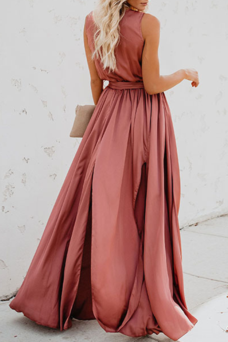 Vestidos casuales bohemios de corte alto con cinturón y escote en V (3 colores)