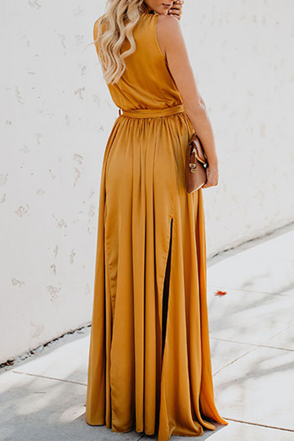 Vestidos casuales bohemios de corte alto con cinturón y escote en V (3 colores)