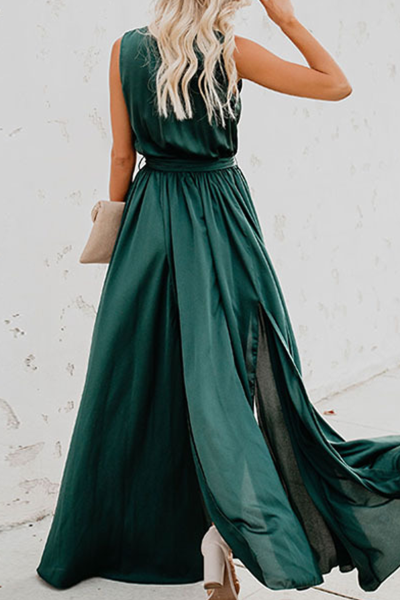 Vestidos casuales bohemios de corte alto con cinturón y escote en V (3 colores)