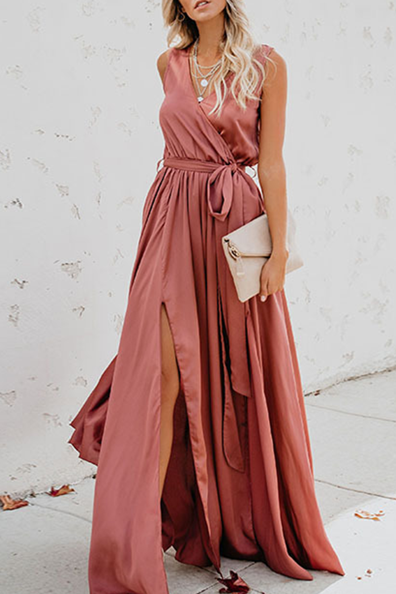 Vestidos casuales bohemios de corte alto con cinturón y escote en V (3 colores)