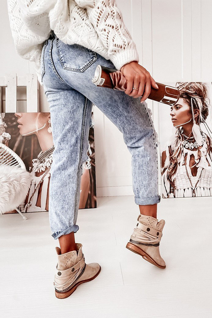 Street Solid Ripped Hollowed Out Regular Jeans