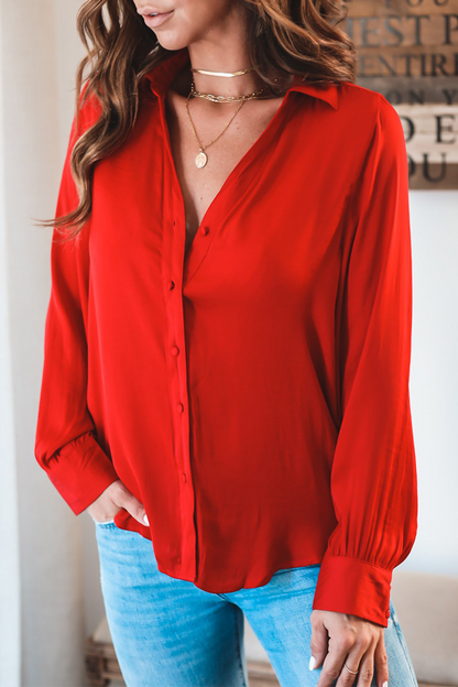 Blusa informal elegante con cuello vuelto y hebilla de patchwork liso (3 colores)