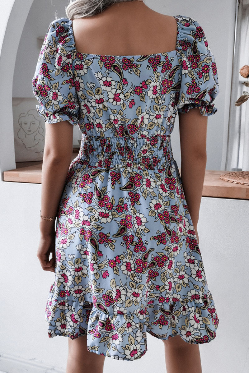 Vestidos casuales con cuello cuadrado y estampado en forma de A (3 colores)