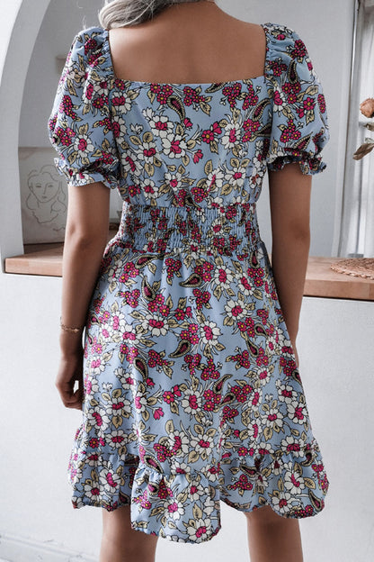 Vestidos casuales con cuello cuadrado y estampado en forma de A (3 colores)