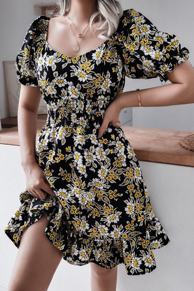 Vestidos casuales con cuello cuadrado y estampado en forma de A (3 colores)