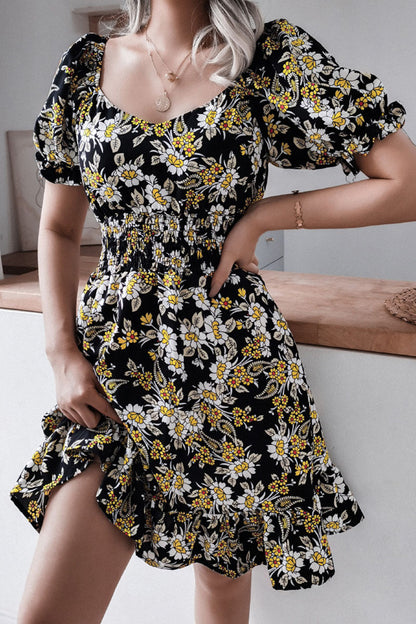 Vestidos casuales con cuello cuadrado y estampado en forma de A (3 colores)