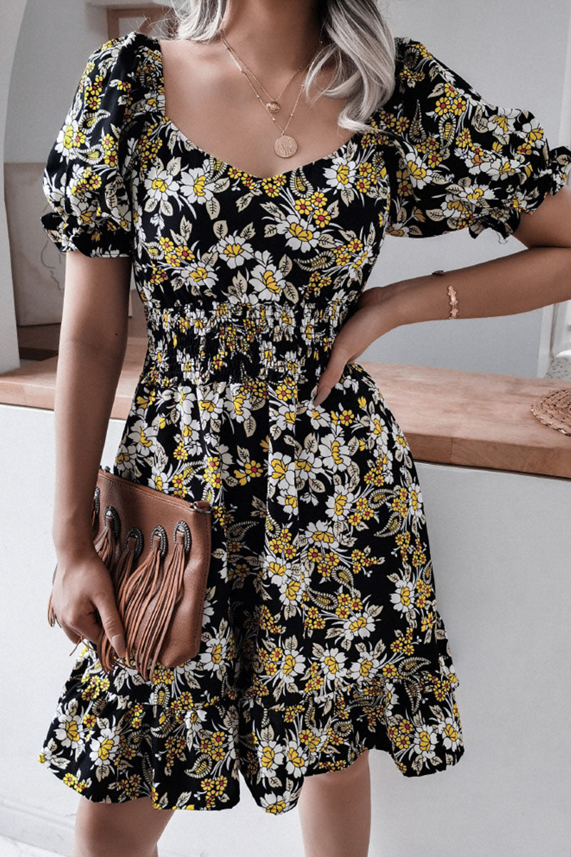 Vestidos casuales con cuello cuadrado y estampado en forma de A (3 colores)