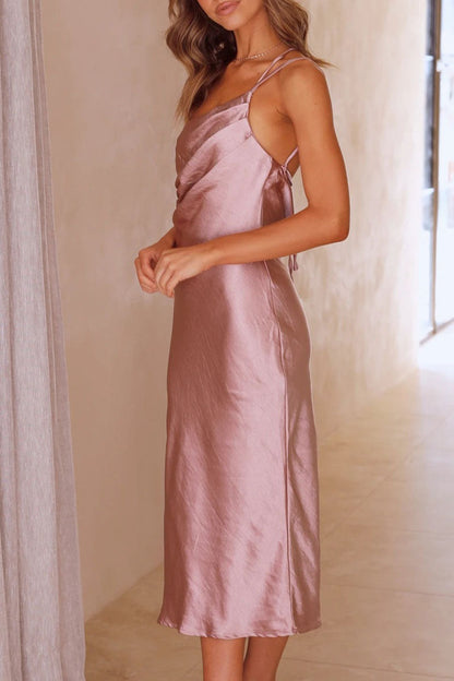 Vestidos de celebridades de la moda con patchwork liso y tirantes finos (4 colores)