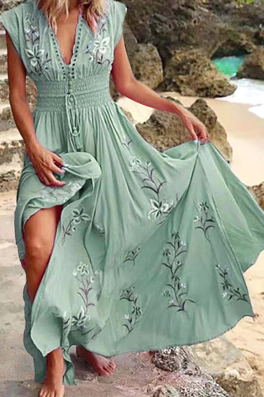 Fashion Street Print V Neck Irregular Dresses(3 Colors)