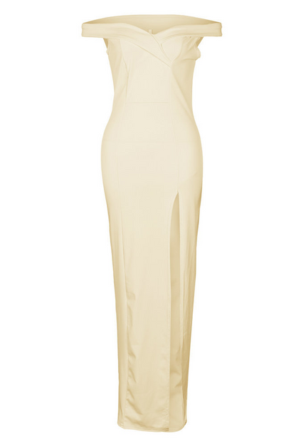 Vestido elegante de moda, liso, sin espalda, con abertura alta y hombros descubiertos, irregular (5 colores)