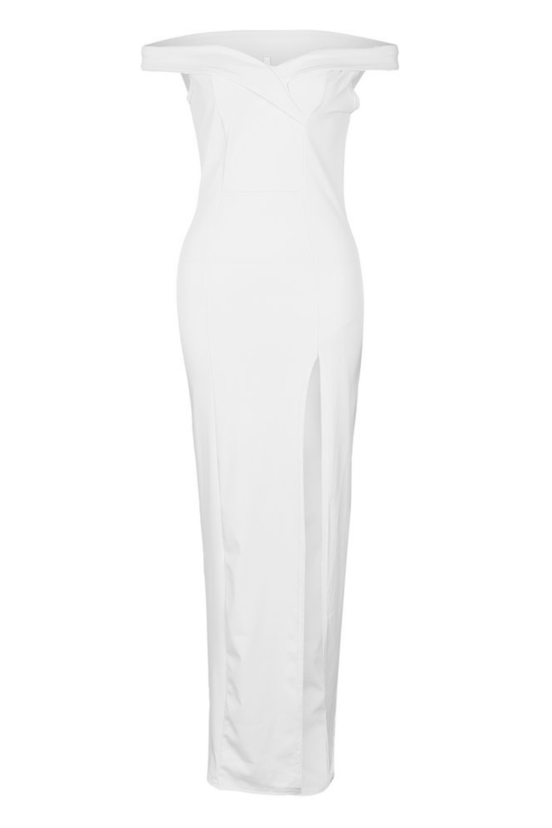 Vestido elegante de moda, liso, sin espalda, con abertura alta y hombros descubiertos, irregular (5 colores)