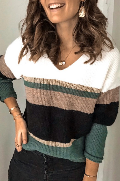 Fashion Street Color Lump Basic V Neck Tops(3 Colors)