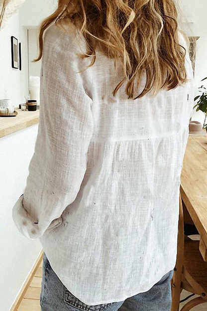 Blusas casuales con cuello camisero y hebilla sólida (4 colores)