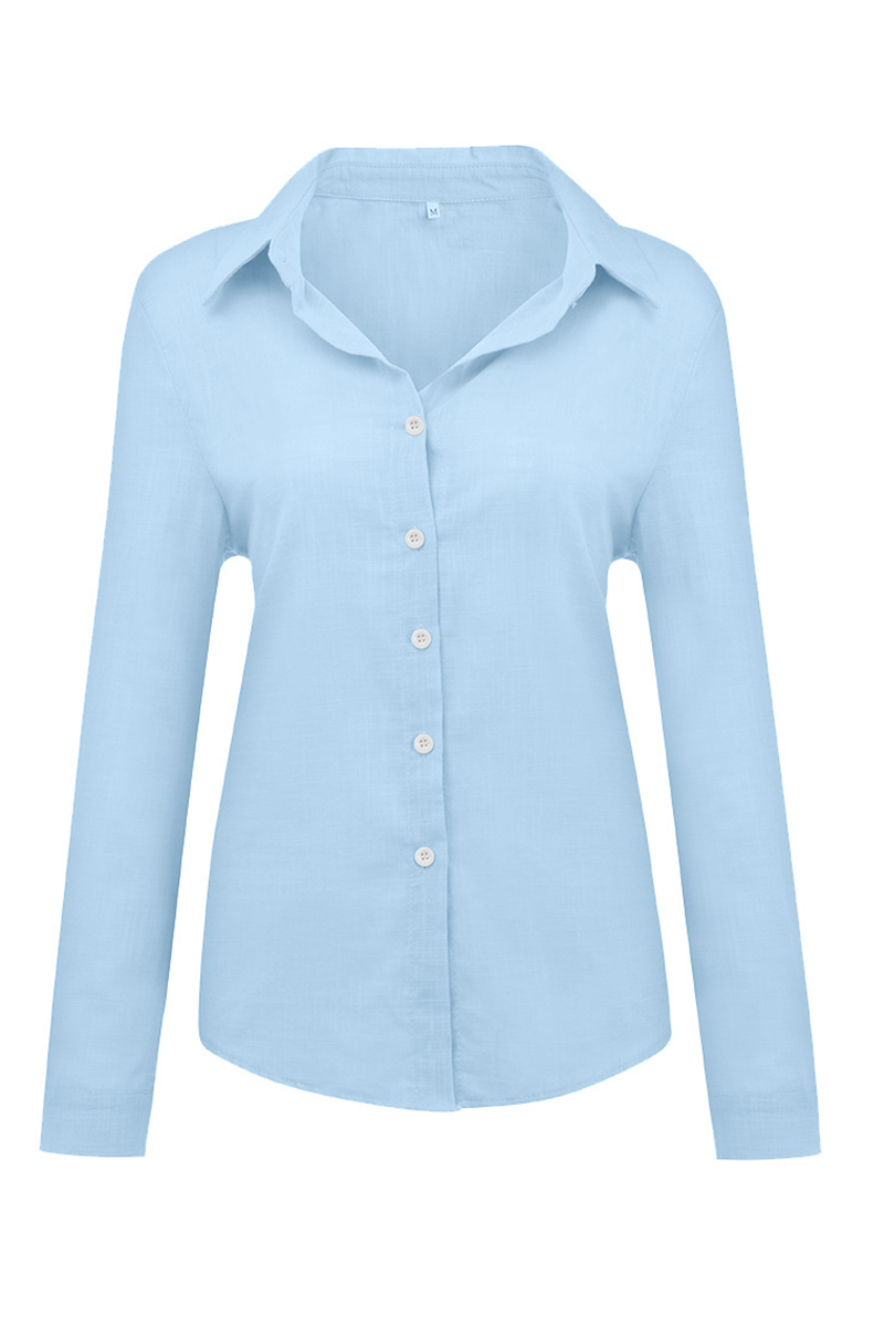 Blusas casuales con cuello camisero y hebilla sólida (4 colores)