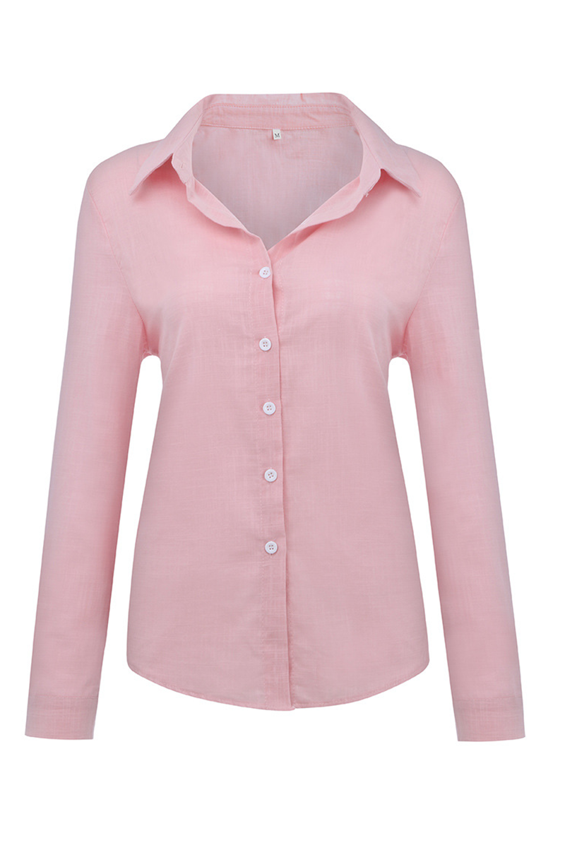 Blusas casuales con cuello camisero y hebilla sólida (4 colores)
