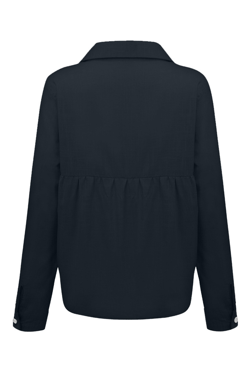 Blusas casuales con cuello camisero y hebilla sólida (4 colores)