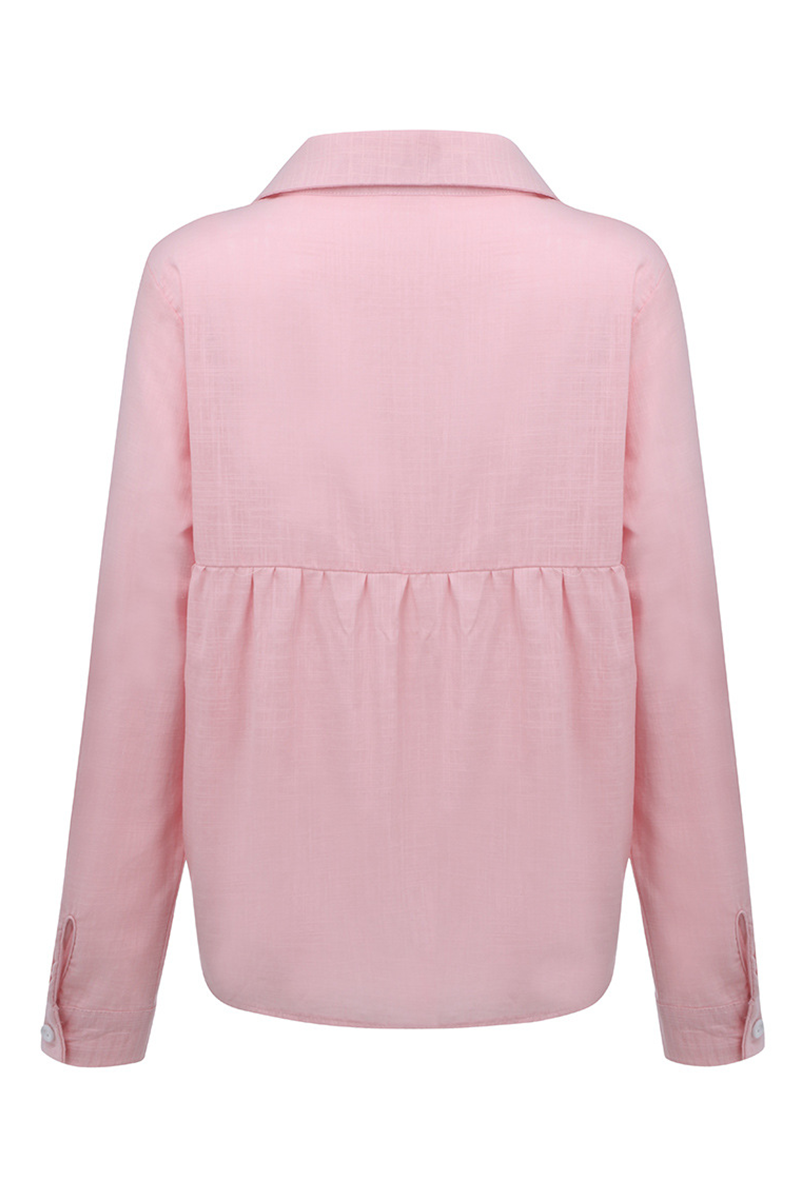 Blusas casuales con cuello camisero y hebilla sólida (4 colores)