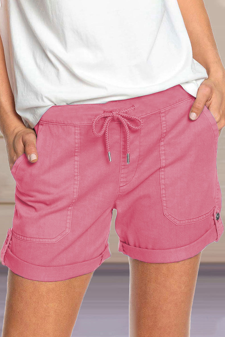 Casual Solid Pocket Straight Solid Color Bottoms(8 Colors)