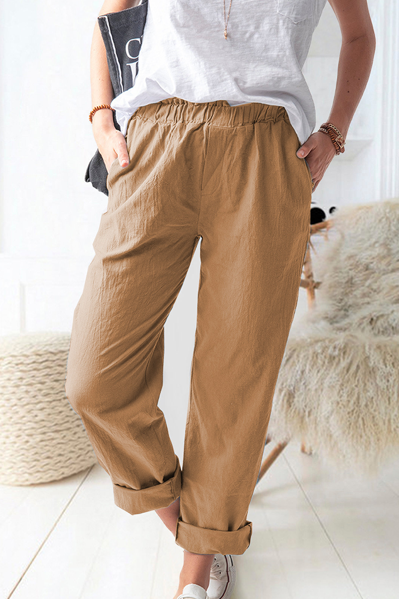 Pantalones casuales lisos básicos rectos de color liso (9 colores)