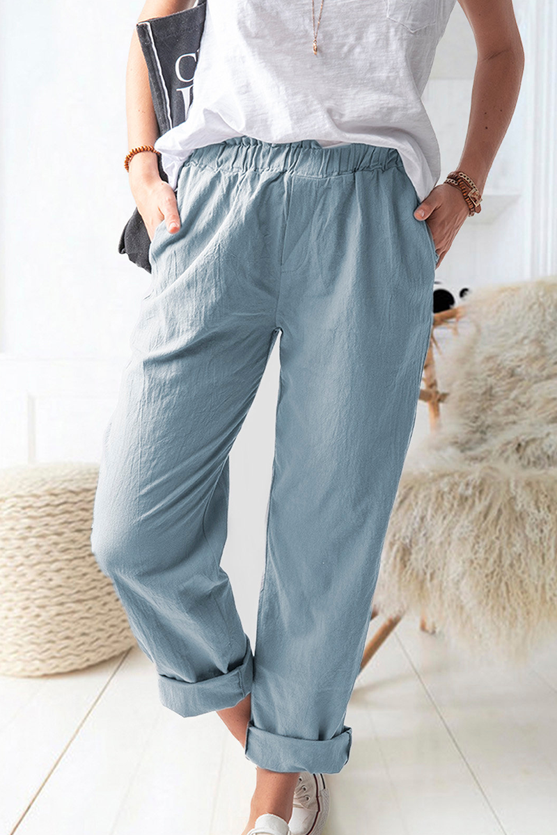 Pantalones casuales lisos básicos rectos de color liso (9 colores)