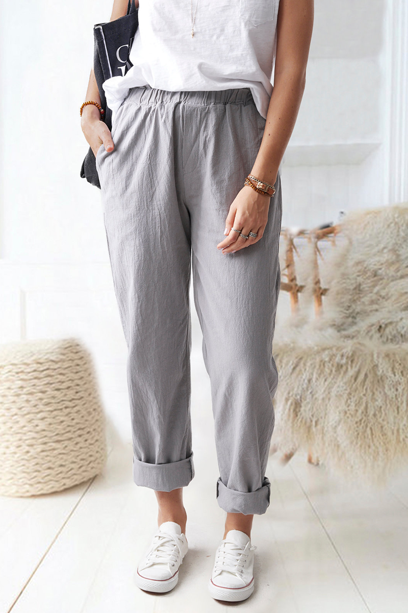 Pantalones casuales lisos básicos rectos de color liso (9 colores)