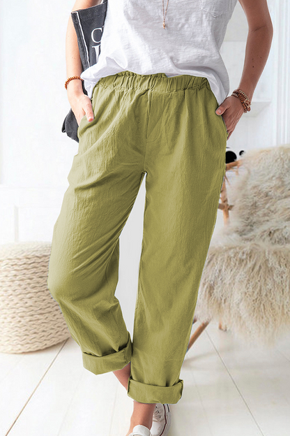 Pantalones casuales lisos básicos rectos de color liso (9 colores)