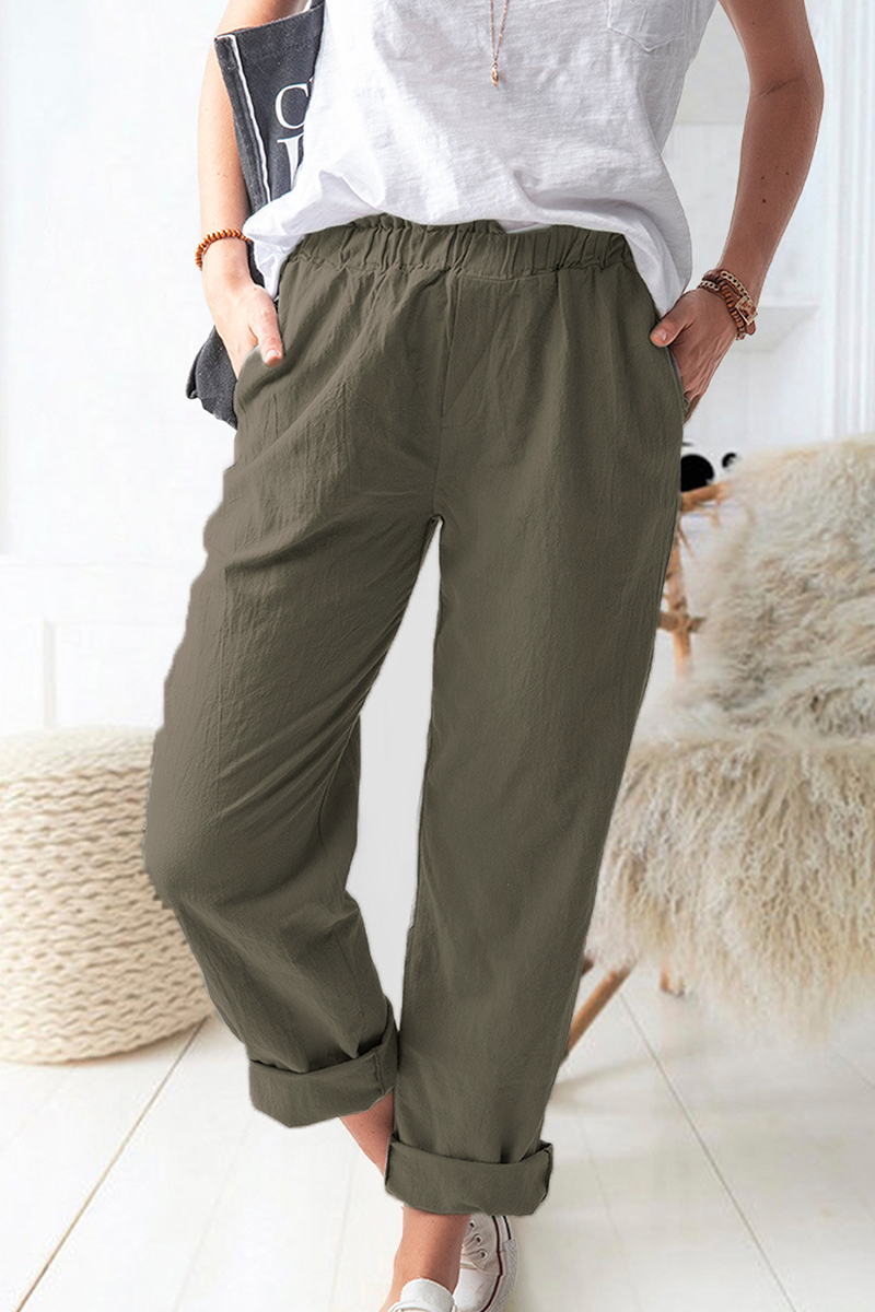 Pantalones casuales lisos básicos rectos de color liso (9 colores)