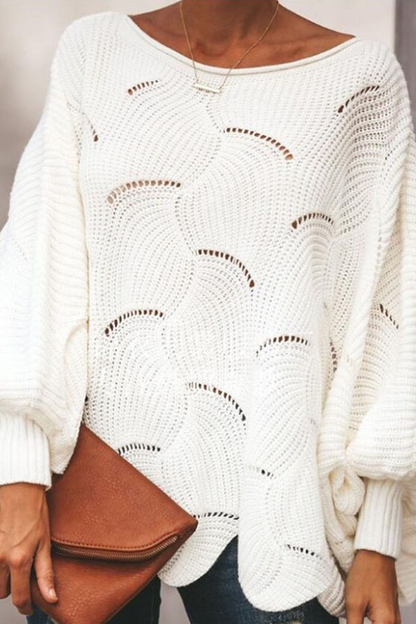 Fashion Elegant Solid Hollowed Out Patchwork O Neck Sweaters(7 Colors)