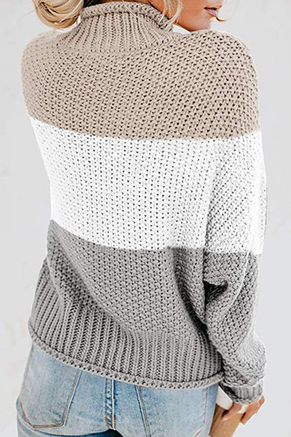 Casual Patchwork Contrast Turtleneck Sweaters(7 Colors)