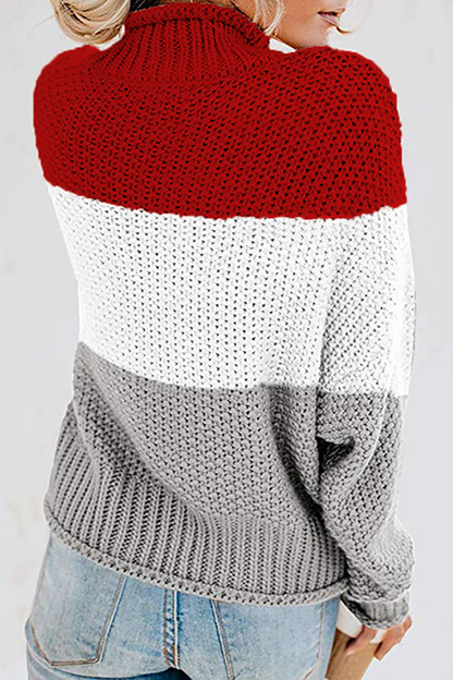 Casual Patchwork Contrast Turtleneck Sweaters(7 Colors)