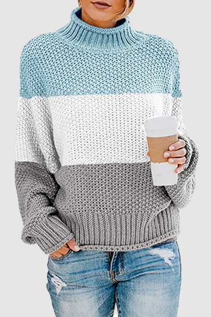 Casual Patchwork Contrast Turtleneck Sweaters(7 Colors)
