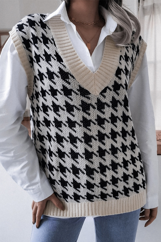 Tops casuales con cuello en V y abertura en la articulación con estampado