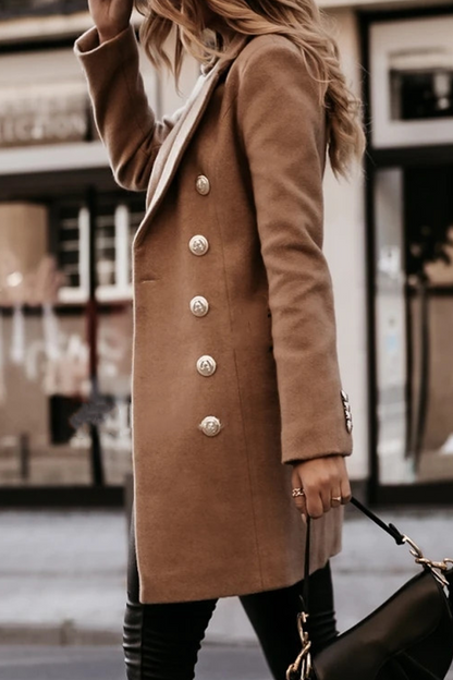 Elegante prenda exterior con cuello vuelto y hebilla sólida (4 colores)