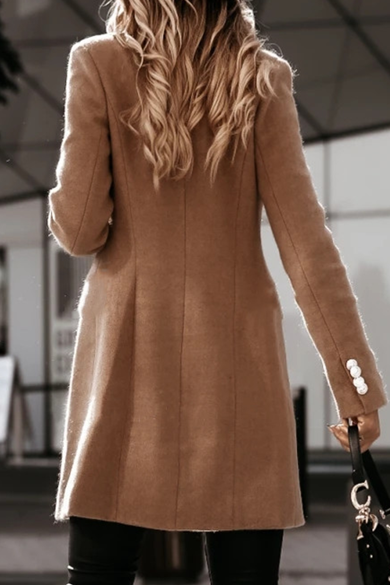 Elegante prenda exterior con cuello vuelto y hebilla sólida (4 colores)