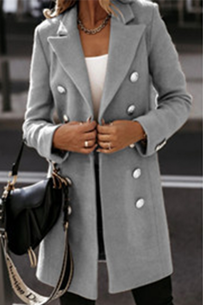 Elegante prenda exterior con cuello vuelto y hebilla sólida (4 colores)