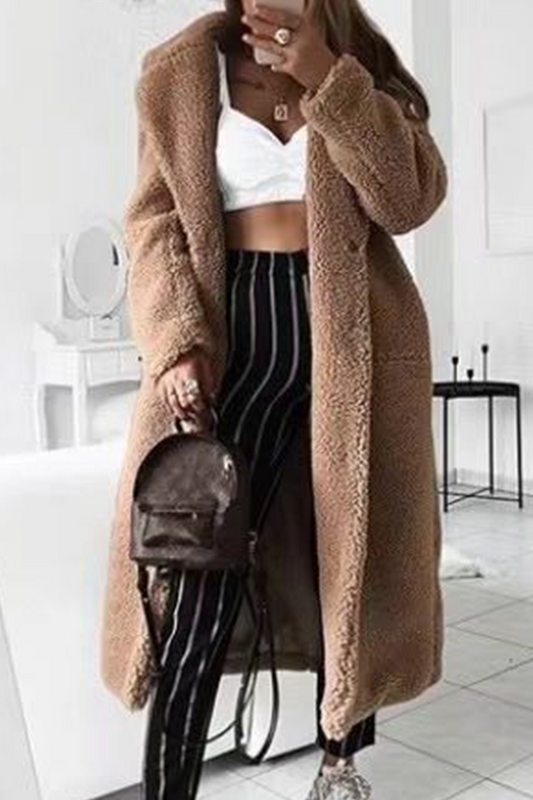 Prendas de abrigo informales de calle con cuello vuelto y parches lisos (5 colores)