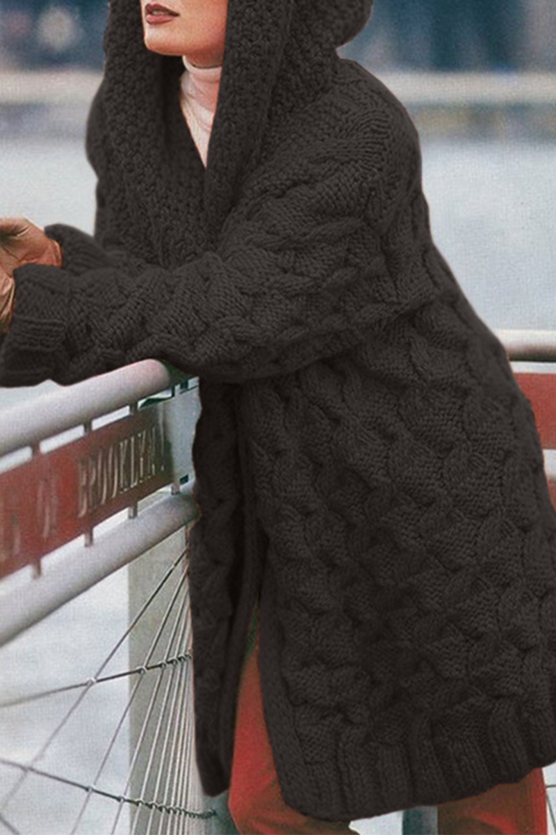 Tops casuales con cuello con capucha y abertura en un solo color