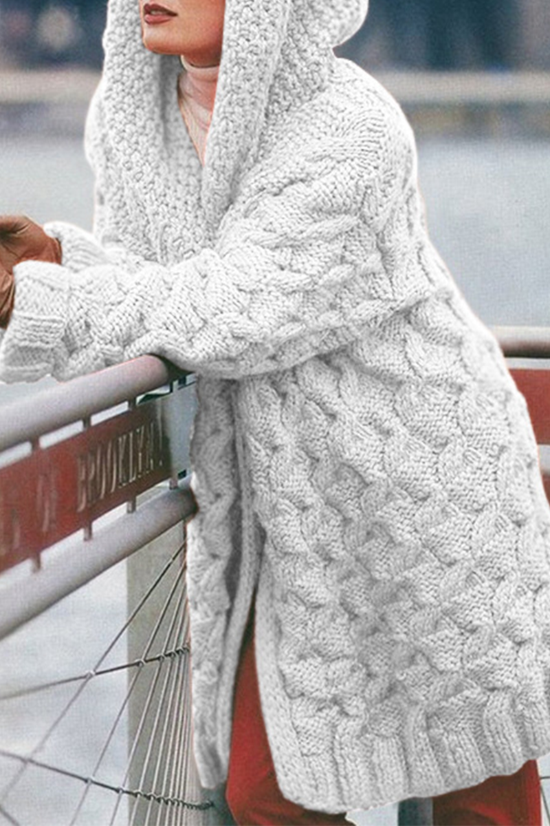 Tops casuales con cuello con capucha y abertura en un solo color