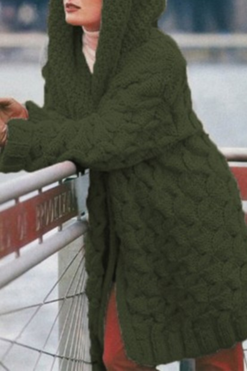 Tops casuales con cuello con capucha y abertura en un solo color